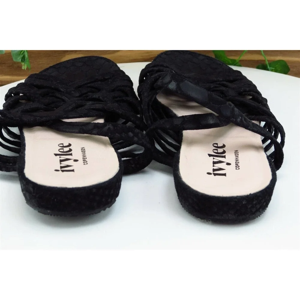 Ivylee Copenhagen Sz 38 M Black Slide Leather Women Sandals - Picture 5 of 7